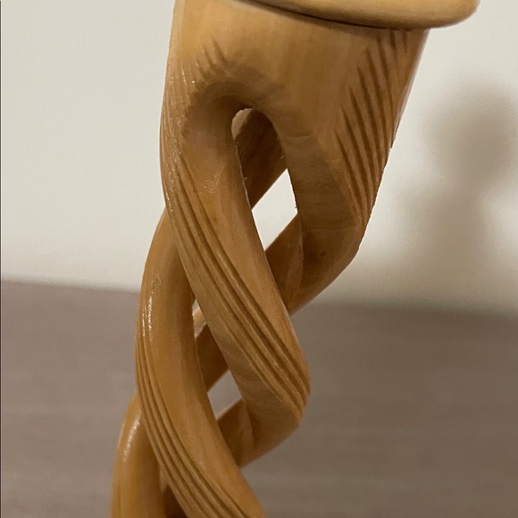 Artisan Twisted Wooden Candle Holders - Tan - Picture 7 of 13